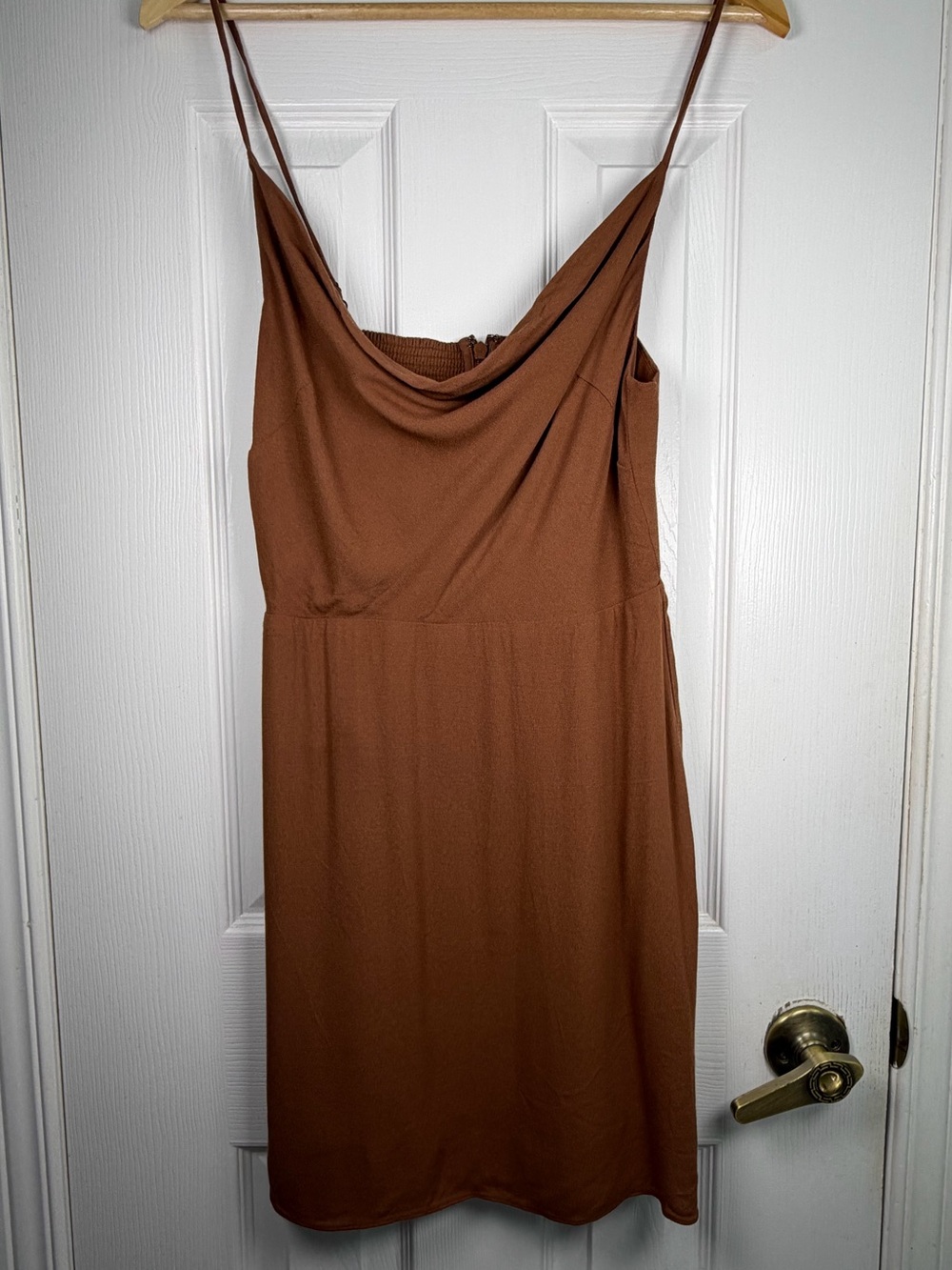 Aritzia Sun-deh/Sunday Best Brown Cowl Neck Mini Dress M EcoVero Slip Dress Y2K